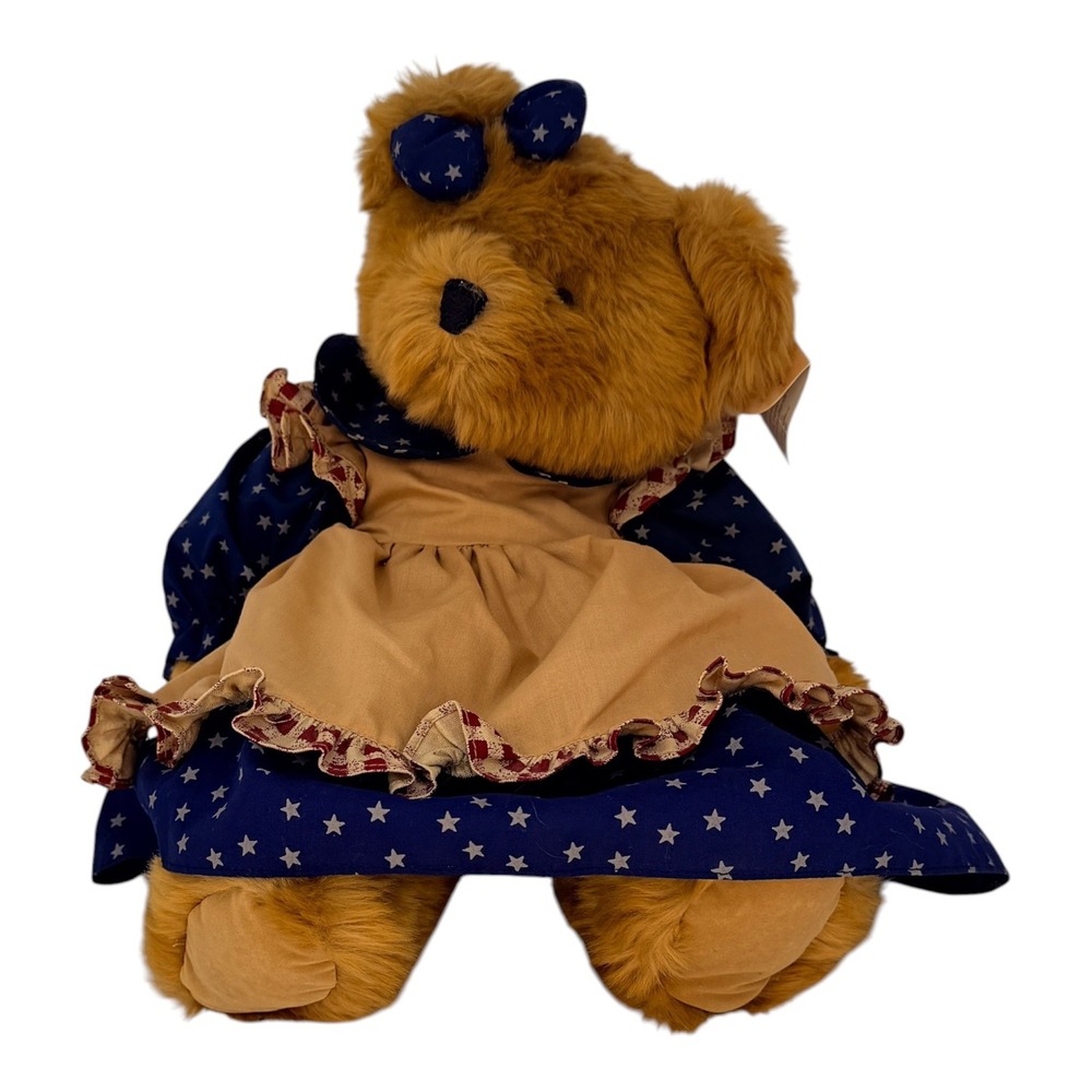 Russ Berrie Teddy Bear Amelia Bears From The Past Plush Blue Tan 16" 1980s Tag